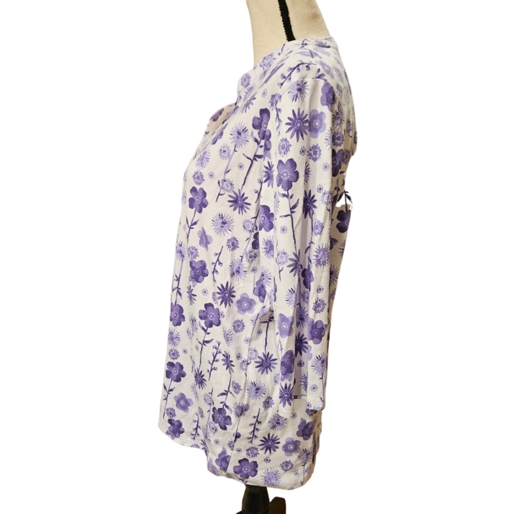 Blair - Floral Purple and White Women's Top - Picture 5 of 9